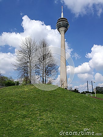 Under the dusseldorf sun with TV Tower Editorial Stock Photo