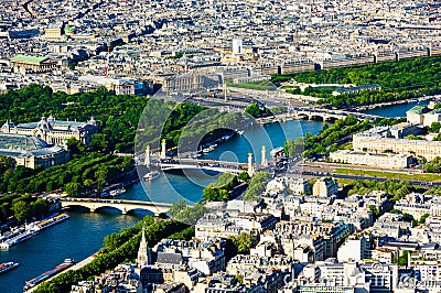 The View of Pont Alexandre III and Place de la Concorde Stock Photo