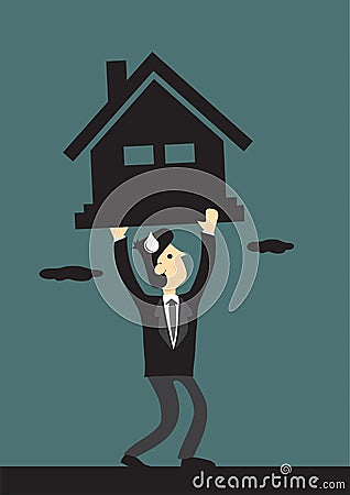 Under Financial Pressure of Mortgage Loan Vector Illustration Vector Illustration