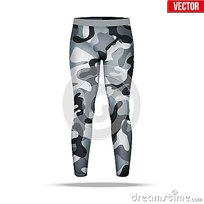 Under layer compression pants with in camouflage style. Vector Illustration