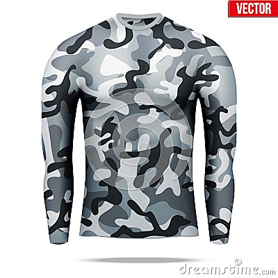 Under layer compression shirt with long sleeve in camouflage style. Vector Illustration