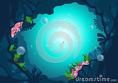 Under The Sea Background Cartoon Vector Cartoondealer Com