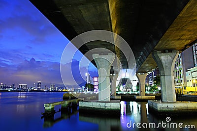 Under the viaduct in city Stock Photo