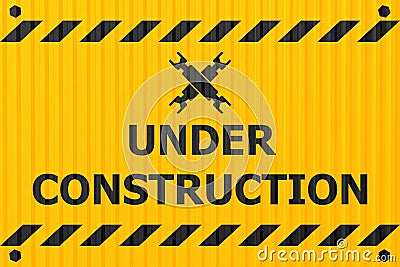 Underconstruction banner logo label for construction site or website down notify warning industry steel plate style design Stock Photo