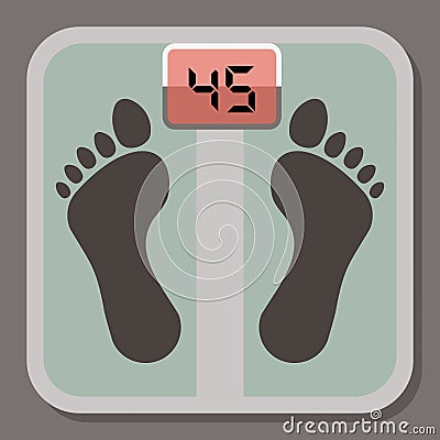 Underfed, weight scale 45 kilogram Cartoon Illustration