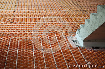 Underfloor heating with stairs Stock Photo