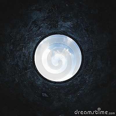 Underground background of inside a water well Stock Photo