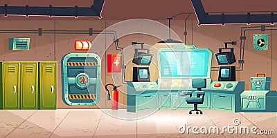 Underground bunker interior, bomb shelter Vector Illustration