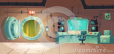 Underground bunker, scientific laboratory interior Vector Illustration