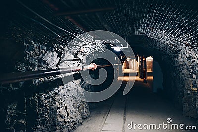 Underground coal mine tunnel Stock Photo