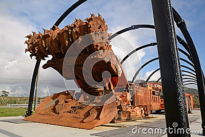 Underground coal mining machine on display Stock Photo