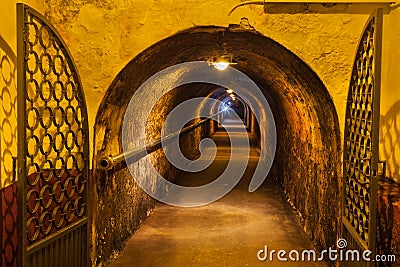 Corridor of an wine cellar Stock Photo