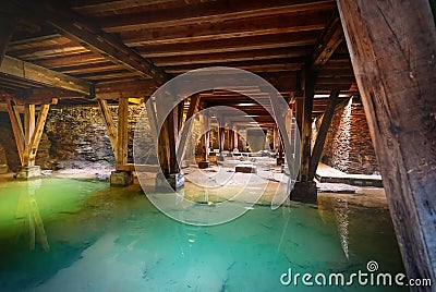 Underground corridors of Trier Amphitheater - old Roman Ruins - Trier, Germany Editorial Stock Photo