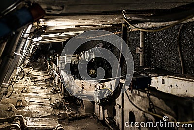 Underground heading machine in coal mine Stock Photo