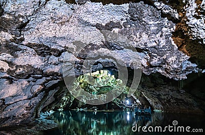 Underground lake at the Three Eyes National Park in Santo Domingo, Dominican Republic Stock Photo