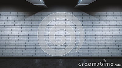 Underground Metro Brick Wall - 3D Rendering Stock Photo