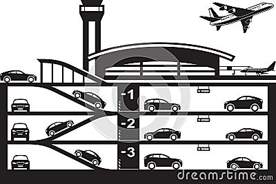 Underground parking at airport Vector Illustration