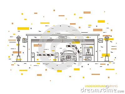 Underground parking building creative graphic concept Vector Illustration