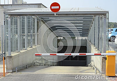 Underground parking gate, garage barier Stock Photo