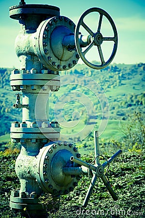 Underground Pipeline Valves Stock Photo