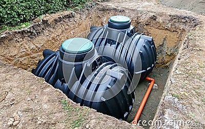 Underground rainwater storage tanks Stock Photo