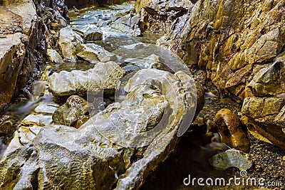 Underground River Trail of Senbutsu Cave Stock Photo