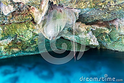 Cenote Dos Ojos Tulum Mexico Underground Cave Geological Rock Formations Stock Photo