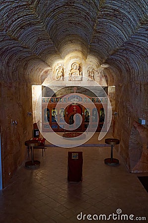 Underground Serbian Orthodox Church in Coober Pedy Stock Photo