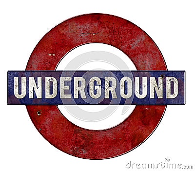 Underground Sign Vintage Editorial Stock Photo