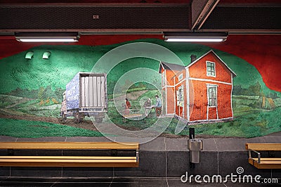 Underground station Solna Centrum of Stockholm Editorial Stock Photo