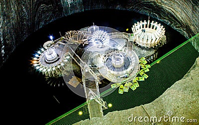 underground theme park in salt mine Salina Turda Editorial Stock Photo