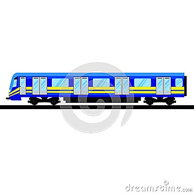 Underground train. Isolated Subway transport. Metro Train on Line. Cartoon Illustration