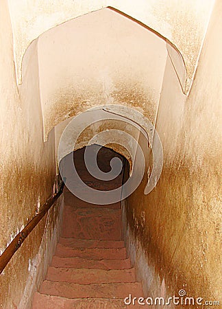 An Underground Tunnel from Amer Palace ot Jaigarh Fort, Jaipur, Rajasthan, India Stock Photo