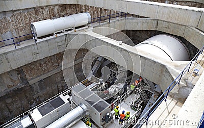 Underground tunnel drilling machine huge Editorial Stock Photo
