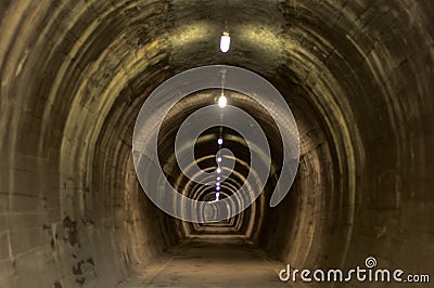 Underground tunnel at Alpe Adria cycle ath Stock Photo