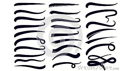 Underline Swishes tail. Swooshes set for Athletic Typography. Vector Vector Illustration