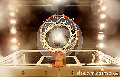 Underneath a Basketball basket Stock Photo