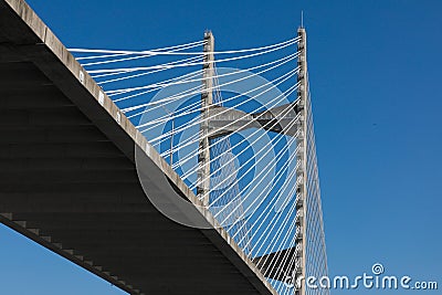 Underneath Dames Point Bridge, Jacksonville, Florida Stock Photo