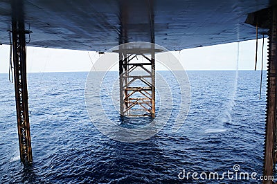 Underneath Jack Up Drilling Rig Stock Photo