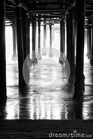 Underneath Santa Monica Pier Stock Photo