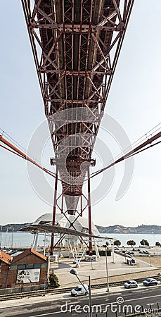 Lisbon - 25 de Abril Metallic Bridge Editorial Stock Photo