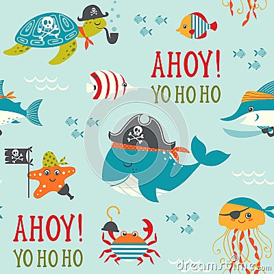 Undersea pirates pattern Vector Illustration