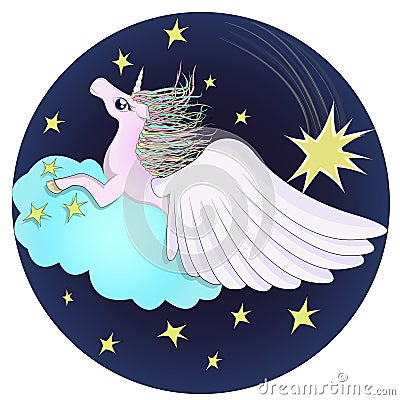 Understand horse pegasus unicorn in the starry sky Stock Photo