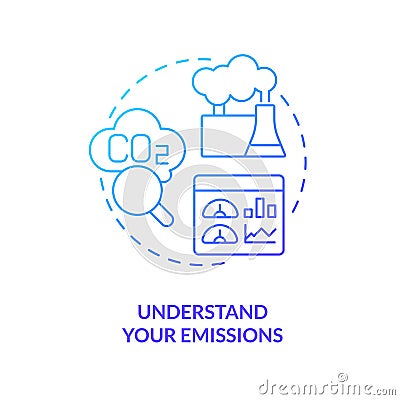 Understand your emissions blue gradient concept icon Vector Illustration