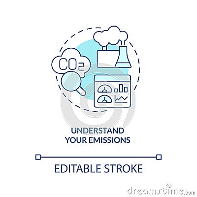 Understand your emissions turquoise concept icon Vector Illustration