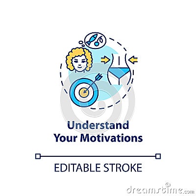 Understand your motivation concept icon. Conscious nutrition, healthy eating idea thin line illustration. Goal Vector Illustration