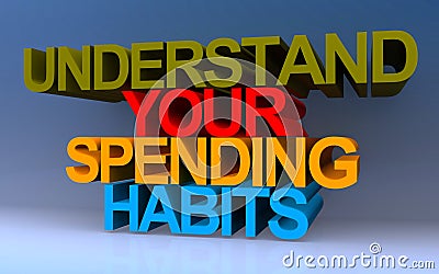 understand your spending habits on blue Stock Photo