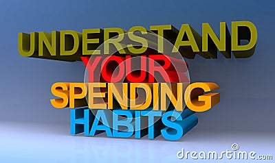 Understand your spending habits on blue Stock Photo