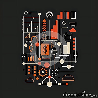 Understanding Abstract Data Visualization: Charts, Graphs, and Diagrams for Financial Insights and Business Growth Strategies, Stock Photo