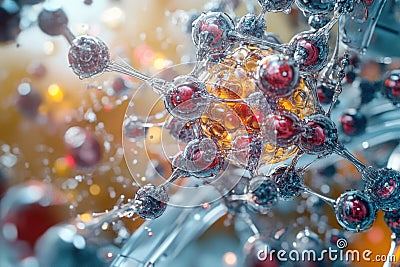 Understanding atomic structure through intricate visualization of molecules and particles Stock Photo